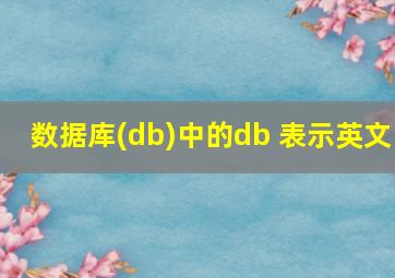 数据库(db)中的db 表示英文